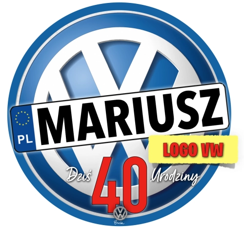 Auto VolksWagen VW LOGO Opłatek Na Tort