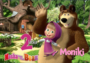 Masza i Niedżwiedź A4 Opłatek Na Tort