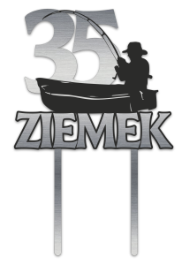 Topper Wędkarz + Imię Wiek dwa kolory